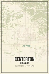 Retro US city map of Centerton, Arkansas. Vintage street map.