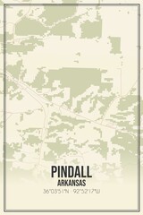 Fototapeta premium Retro US city map of Pindall, Arkansas. Vintage street map.