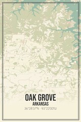 Retro US city map of Oak Grove, Arkansas. Vintage street map.