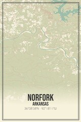 Retro US city map of Norfork, Arkansas. Vintage street map.