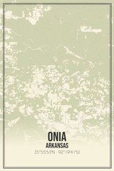 Retro US city map of Onia, Arkansas. Vintage street map.