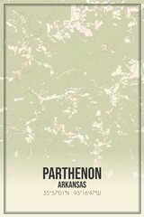 Retro US city map of Parthenon, Arkansas. Vintage street map.