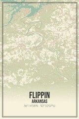 Retro US city map of Flippin, Arkansas. Vintage street map.