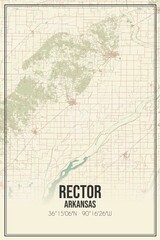 Retro US city map of Rector, Arkansas. Vintage street map.