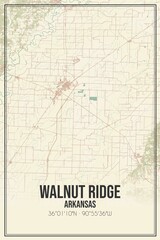 Retro US city map of Walnut Ridge, Arkansas. Vintage street map.