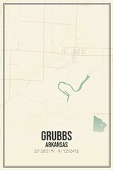 Retro US city map of Grubbs, Arkansas. Vintage street map.