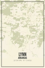 Retro US city map of Lynn, Arkansas. Vintage street map.