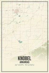 Retro US city map of Knobel, Arkansas. Vintage street map.