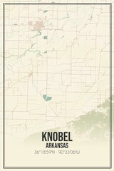Fototapeta premium Retro US city map of Knobel, Arkansas. Vintage street map.