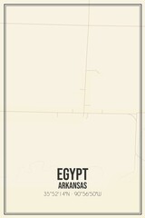Retro US city map of Egypt, Arkansas. Vintage street map.