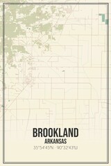 Retro US city map of Brookland, Arkansas. Vintage street map.