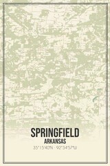 Retro US city map of Springfield, Arkansas. Vintage street map. - obrazy, fototapety, plakaty