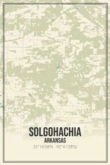 Retro US city map of Solgohachia, Arkansas. Vintage street map.