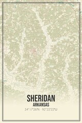Retro US city map of Sheridan, Arkansas. Vintage street map.