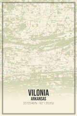 Retro US city map of Vilonia, Arkansas. Vintage street map.