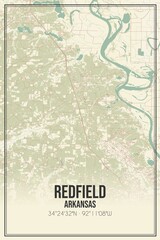 Retro US city map of Redfield, Arkansas. Vintage street map.