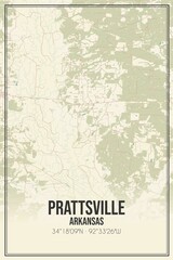 Retro US city map of Prattsville, Arkansas. Vintage street map.