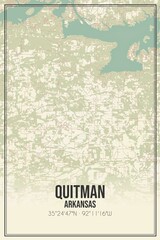 Retro US city map of Quitman, Arkansas. Vintage street map.