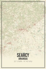 Retro US city map of Searcy, Arkansas. Vintage street map.