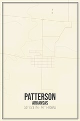 Retro US city map of Patterson, Arkansas. Vintage street map.