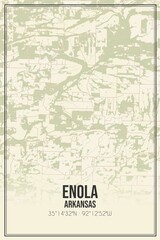 Retro US city map of Enola, Arkansas. Vintage street map.