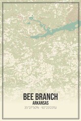 Retro US city map of Bee Branch, Arkansas. Vintage street map.