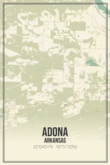 Retro US city map of Adona, Arkansas. Vintage street map.