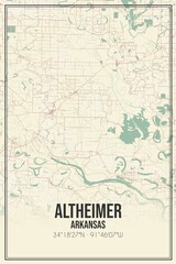 Retro US city map of Altheimer, Arkansas. Vintage street map.
