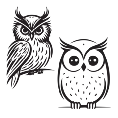 Papier Peint photo Dessins animés de hibou owl logo set. Owl logo vector silhouette