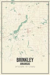 Obraz premium Retro US city map of Brinkley, Arkansas. Vintage street map.