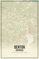 Retro US city map of Benton, Arkansas. Vintage street map.