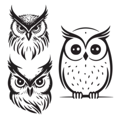 Rolgordijnen owl logo set. Owl logo vector silhouette © OLGA