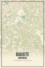 Retro US city map of Bauxite, Arkansas. Vintage street map.