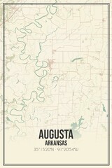 Retro US city map of Augusta, Arkansas. Vintage street map.