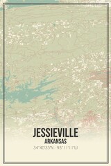 Retro US city map of Jessieville, Arkansas. Vintage street map.