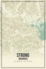 Retro US city map of Strong, Arkansas. Vintage street map.