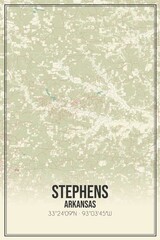 Retro US city map of Stephens, Arkansas. Vintage street map.