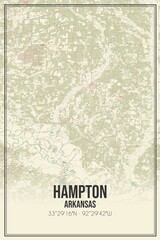 Retro US city map of Hampton, Arkansas. Vintage street map.