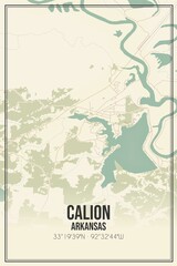 Retro US city map of Calion, Arkansas. Vintage street map.