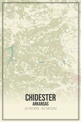 Retro US city map of Chidester, Arkansas. Vintage street map.