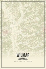 Retro US city map of Wilmar, Arkansas. Vintage street map.