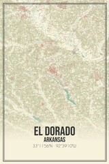 Retro US city map of El Dorado, Arkansas. Vintage street map.