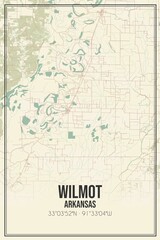 Retro US city map of Wilmot, Arkansas. Vintage street map.