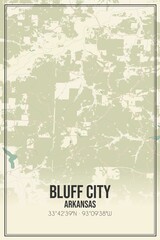Retro US city map of Bluff City, Arkansas. Vintage street map.