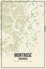 Retro US city map of Montrose, Arkansas. Vintage street map.