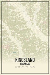 Retro US city map of Kingsland, Arkansas. Vintage street map.