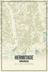 Retro US city map of Hermitage, Arkansas. Vintage street map.
