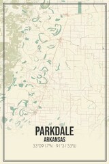 Retro US city map of Parkdale, Arkansas. Vintage street map.
