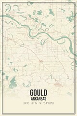 Retro US city map of Gould, Arkansas. Vintage street map.
