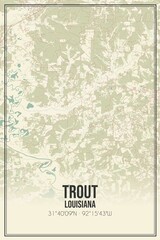 Obraz premium Retro US city map of Trout, Louisiana. Vintage street map.